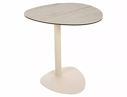 Masuta de colt din Metal Bej si Sticla securizata+Ceramica Bej mat L50xH54cm Ciao C