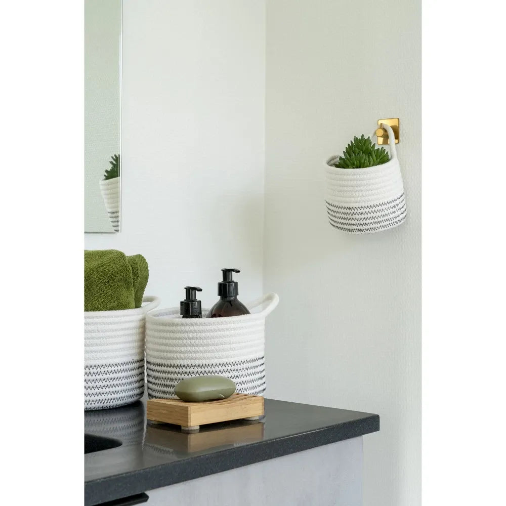 Set 3 cosuri depozitare din Bumbac Alb/Gri H11/13/14xD13/17/20cm Algar