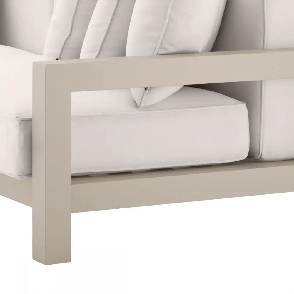 Canapea de exterior din Metal Bej si Stofa Alb H72xL273.5cm Cap-Antibes Eichholtz