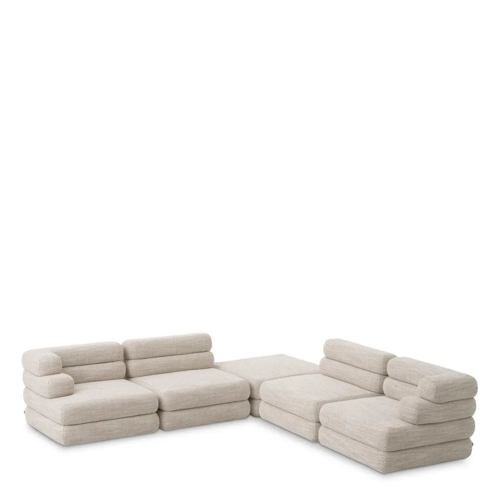 Puf tapitat cu Stofa  Bej L92xA92xH40cm Malaga Eichholtz