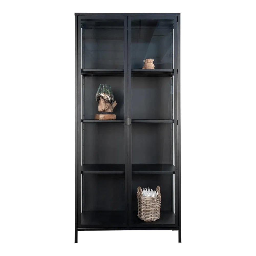 Dulap cu 2 usi din Sticla transparenta si Metal Negru L80xH175cm Brisbane