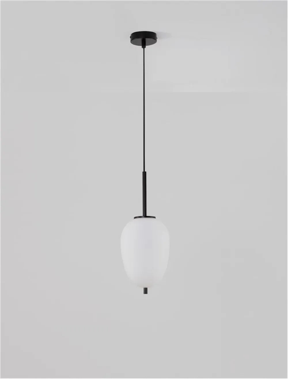 Pendul structura din Metal Negru si abajur din Sticla Alb H120xL15.8cm IP20 LATO