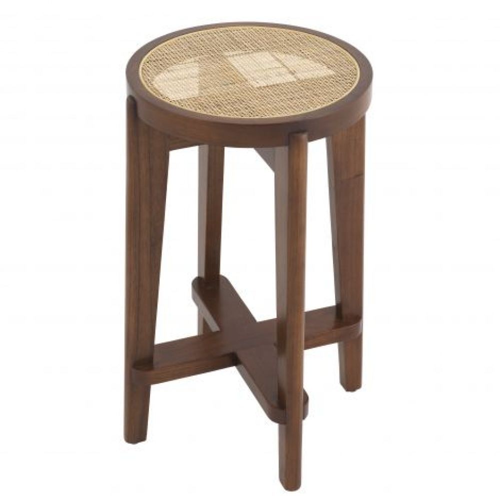 Scaun de insula din Ratan Bej cu picioare din Lemn Maro H67xL44xA44cm Dareau