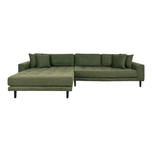 Coltar orientare stanga cu picioare din Lemn de fag Negru tapitat cu Stofa Verde L290xH76cm Lido