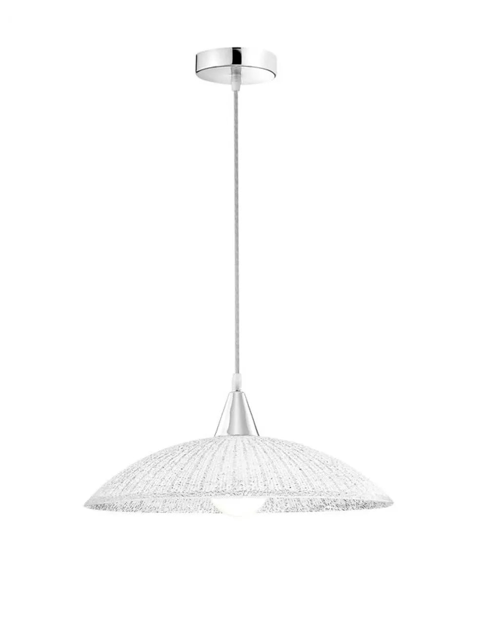 Pendul structura din Metal Argintiu si abajur din Sticla Alb/Transparent H100xL40cm IP20 SHELL