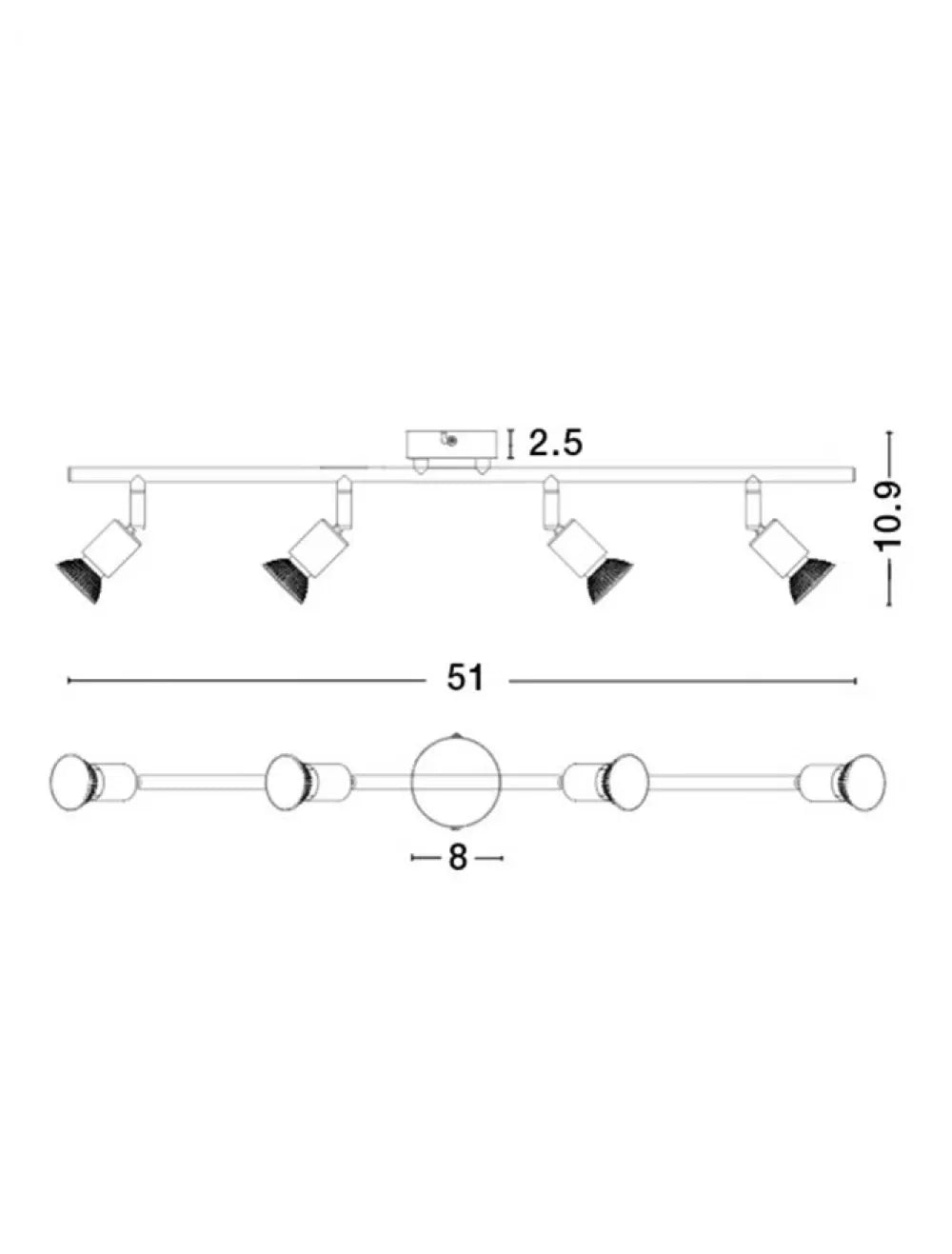 Plafoniera din Metal Alb H10.9xL51cm IP20 BASE