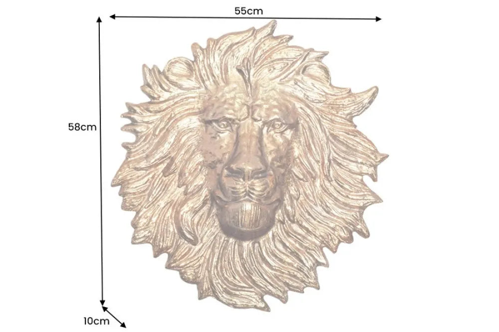 Decoratiune de perete din Metal Auriu H58xL55cm Wildlife Lion