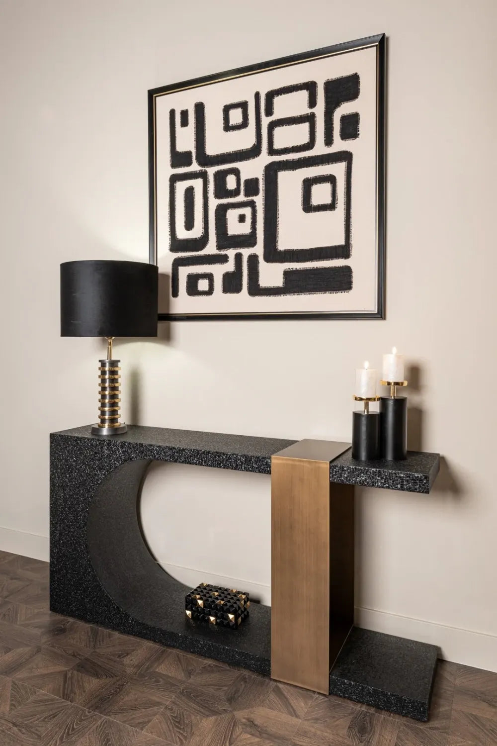 Tablou din MDF|Stofa|Polistiren Alb/Negru L105xH105cm Shanita