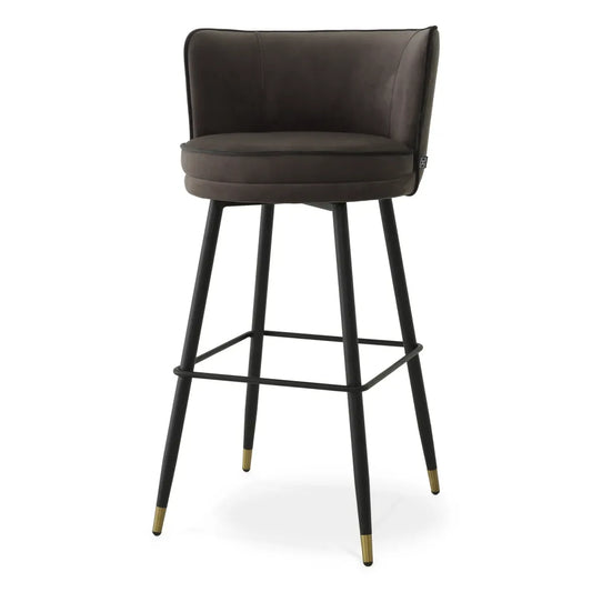 Scaun de bar rotativ tapitat cu Catifea Gri L53xA48xH100.5cm Grena Eichholtz