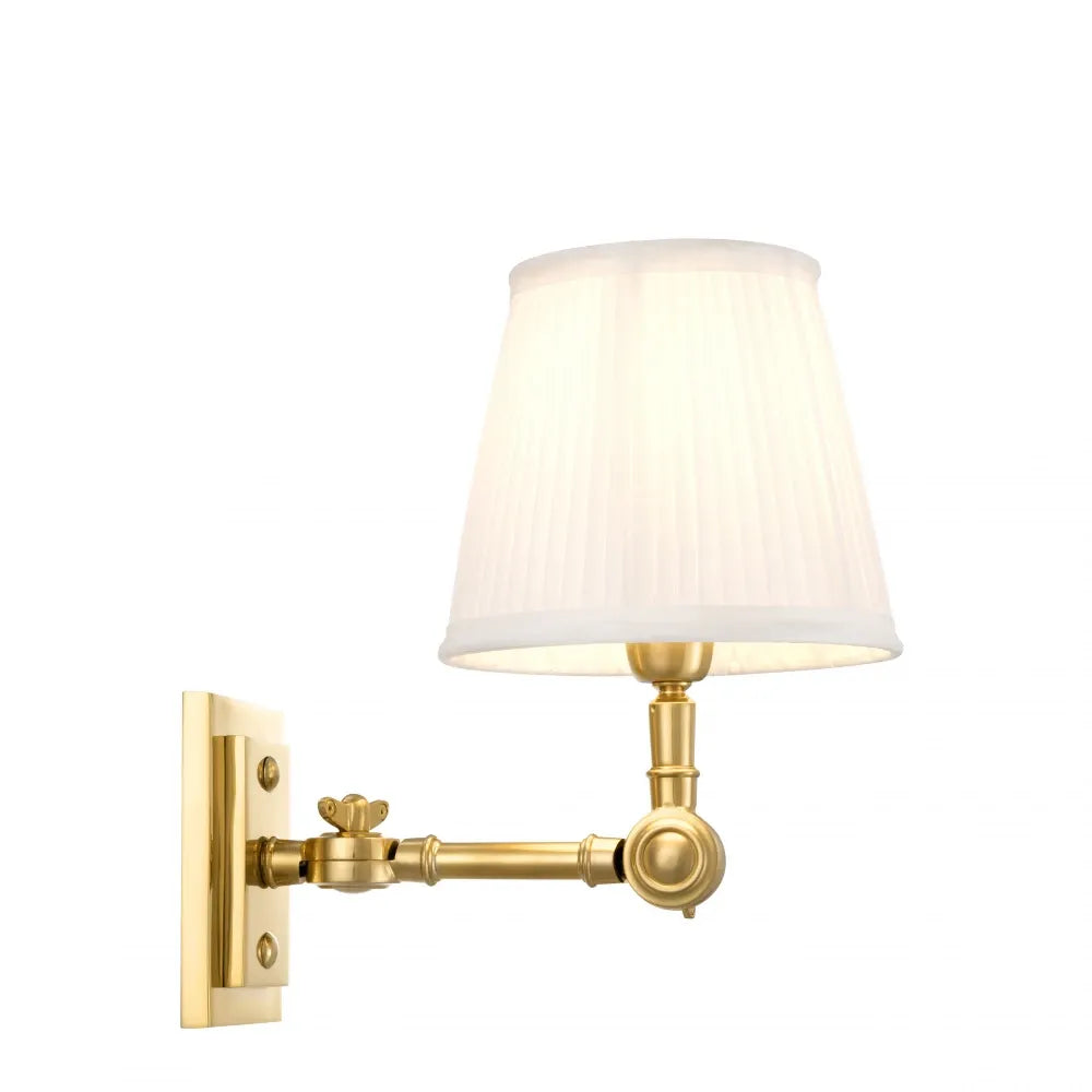 Aplica de perete din Metal Auriu si Stofa Alb H26xL15cm Wentworth Single Eichholtz