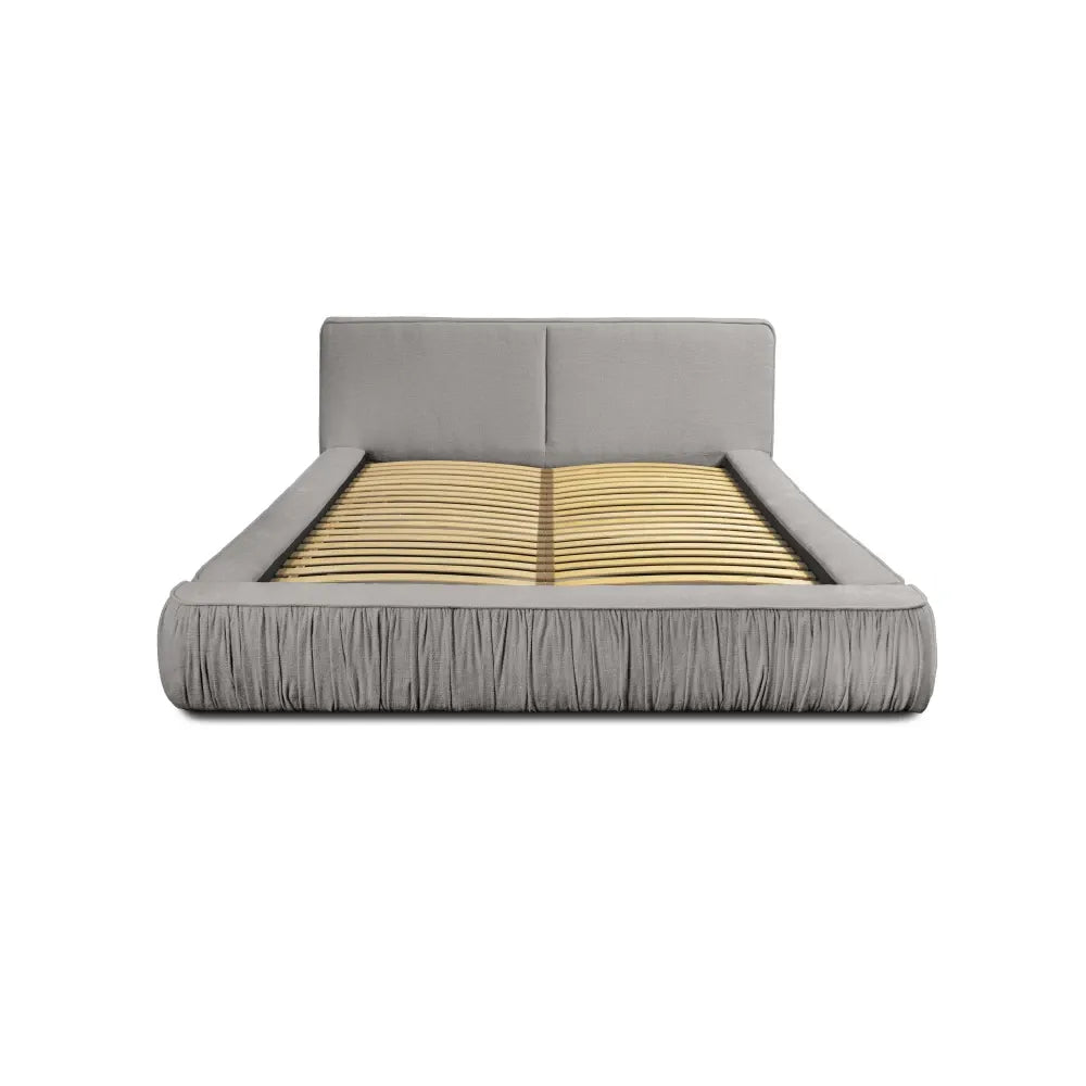 Pat 180x200cm tapitat cu Chenille Gri deschis Naomi