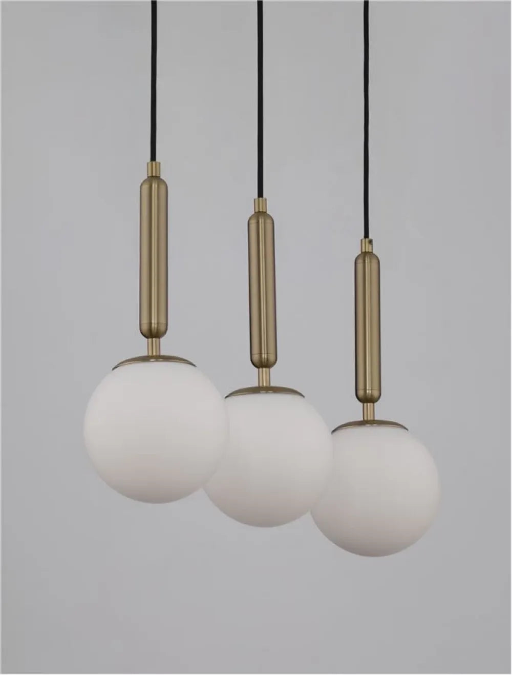 Lustra structura din Metal Negru/Auriu si abajur din Sticla Alb H155xL60cm IP20 MONET
