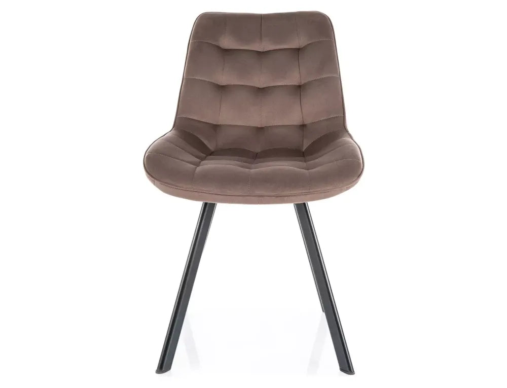 Set 2 scaune din Catifea Maro cappuccino si Metal Negru Hx88Lx51xA60cm Monti