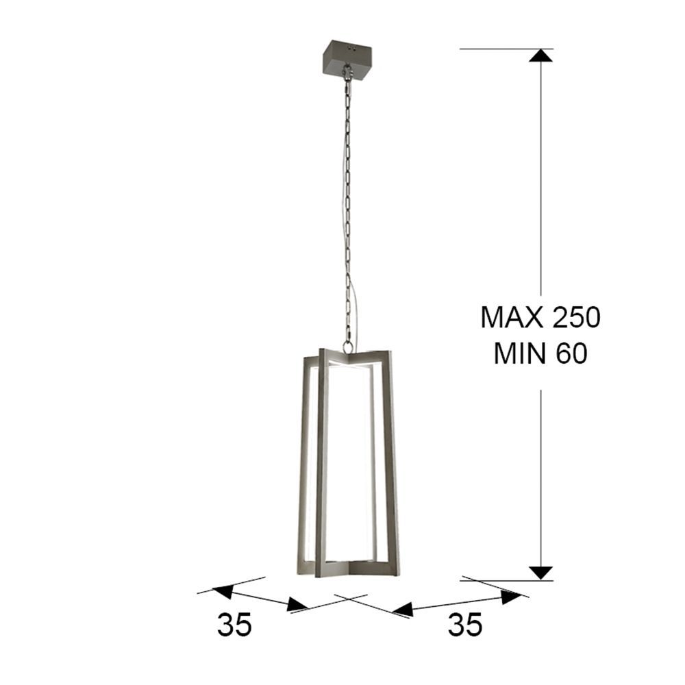 Lustra cu inaltime reglabila din Otel inoxidabil Argintiu cu LED  L25x25xH250cm Kuma