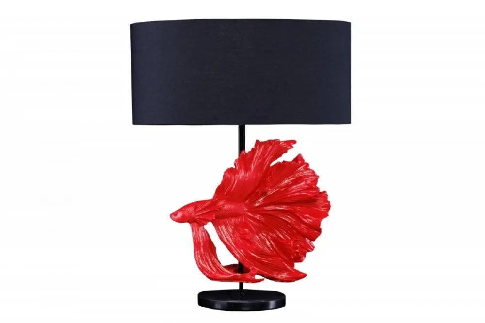 Veioza din Polirasina Rosu si Textil Negru H64xD50cm Crowntail