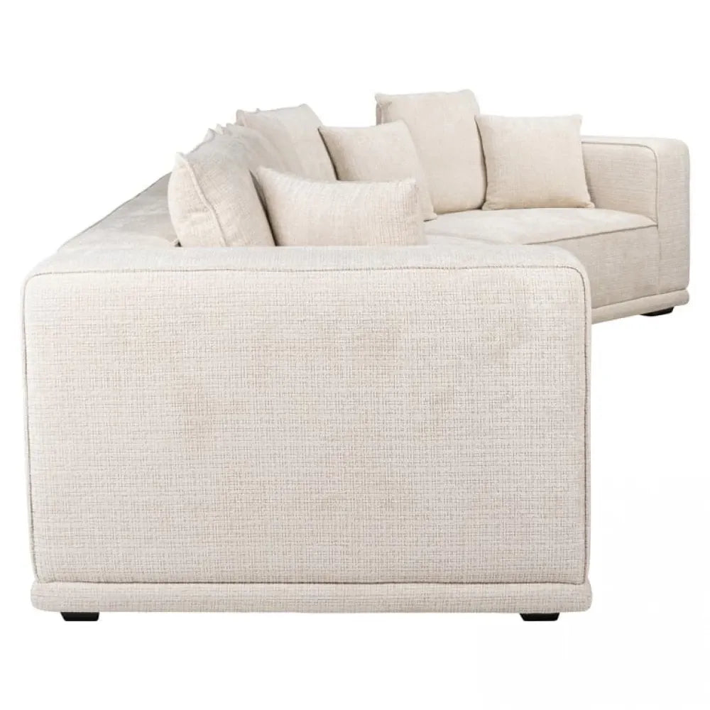 Canapea fixa tapitata cu Chenille Bej L365cm Lusso Richmond Interiors