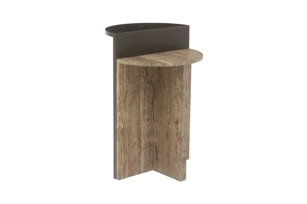 Masuta laterala din MDF/Metal Maro si Travertin Maro D40xH60cm Russo Richmond interiors