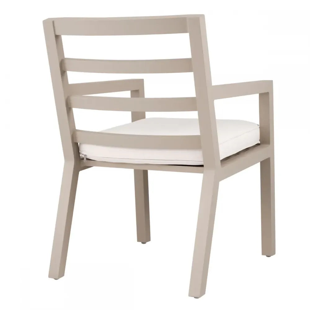 Scaun de exterior din Metal Bej si Stofa Alb H86xL55.5xA66.5cm Delta Eichholtz