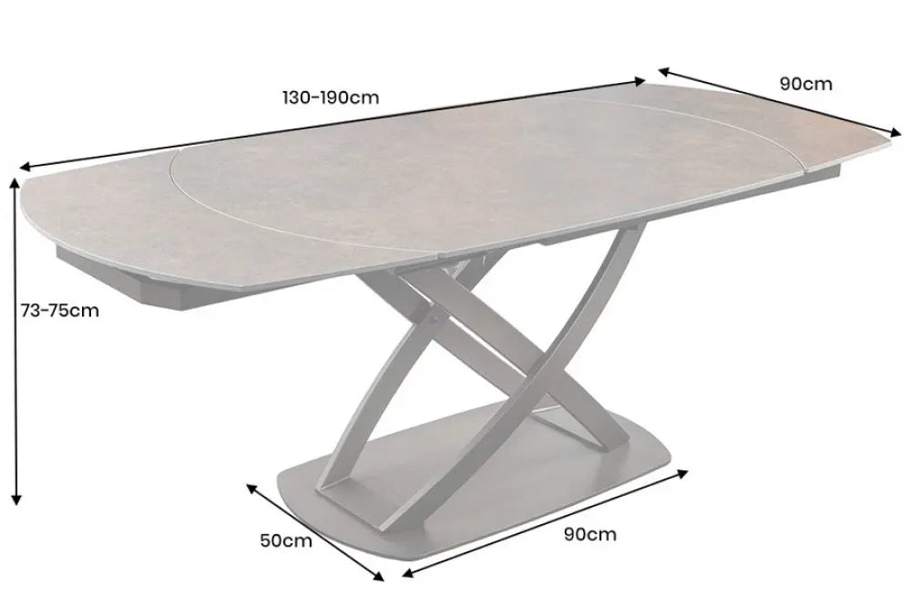 Masa extensibila din Ceramica Maro si Metal Bronz L130-190xH75cm Inception