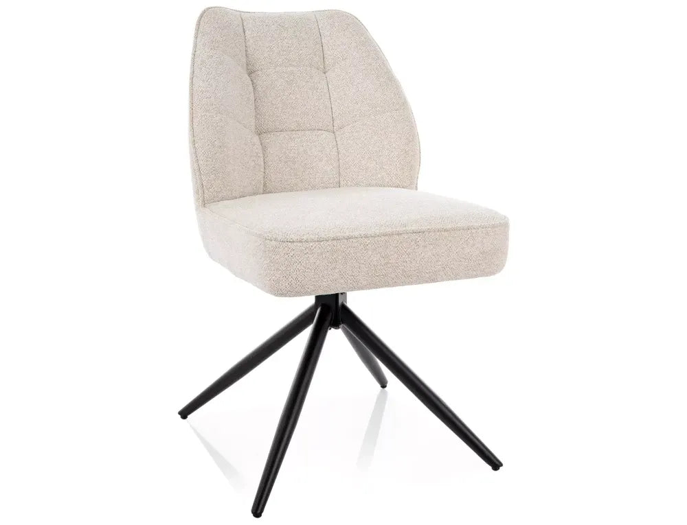 Set 2 Scaune rotative din Stofa Bej deschis si Metal Negru H83xL49xA63cm John