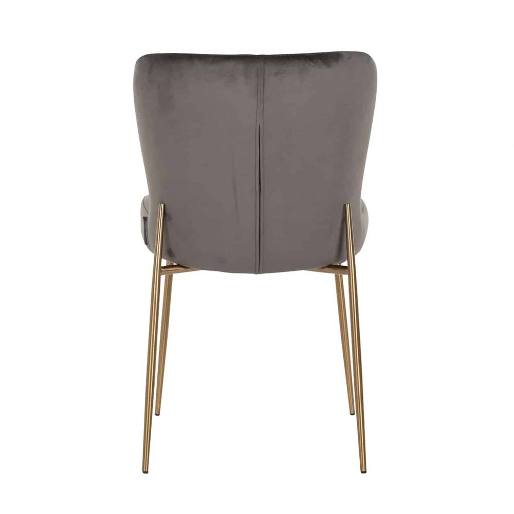 Scaun din Catifea si Metal Gri/Auriu H85xL49xA64cm Odessa Richmond Interiors