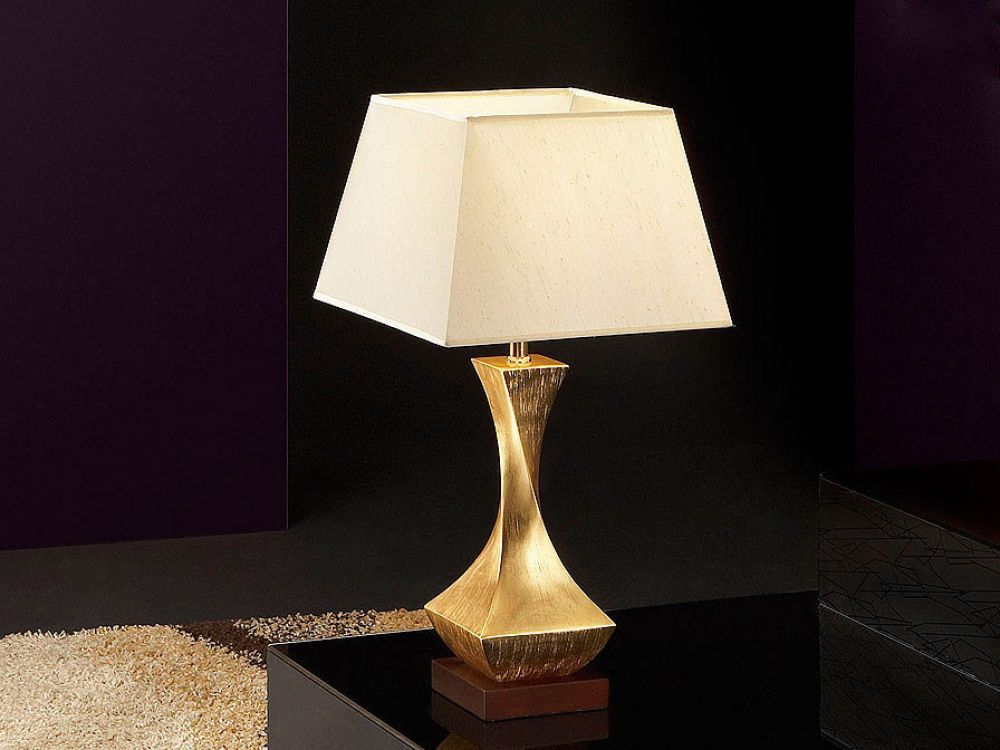 Veioza din Textil si Lemn Alb/Auriu L33xH64cm Deco