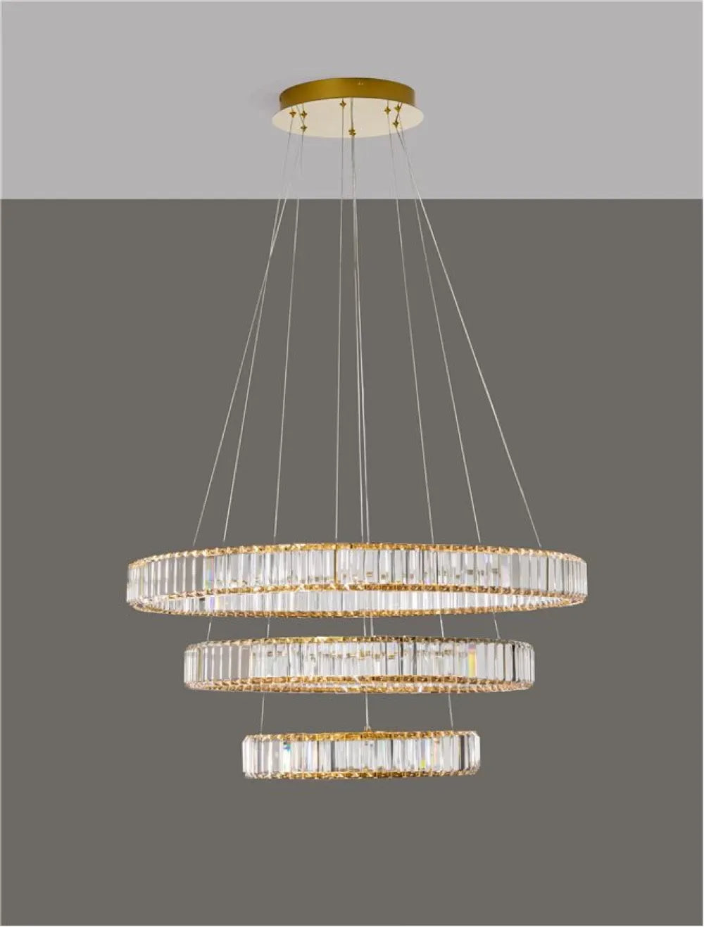 Candelabru structura din Metal Auriu si abajur din Cristal Transparent H150xL80cm IP20 92W 7670lm 3500k AURELIA