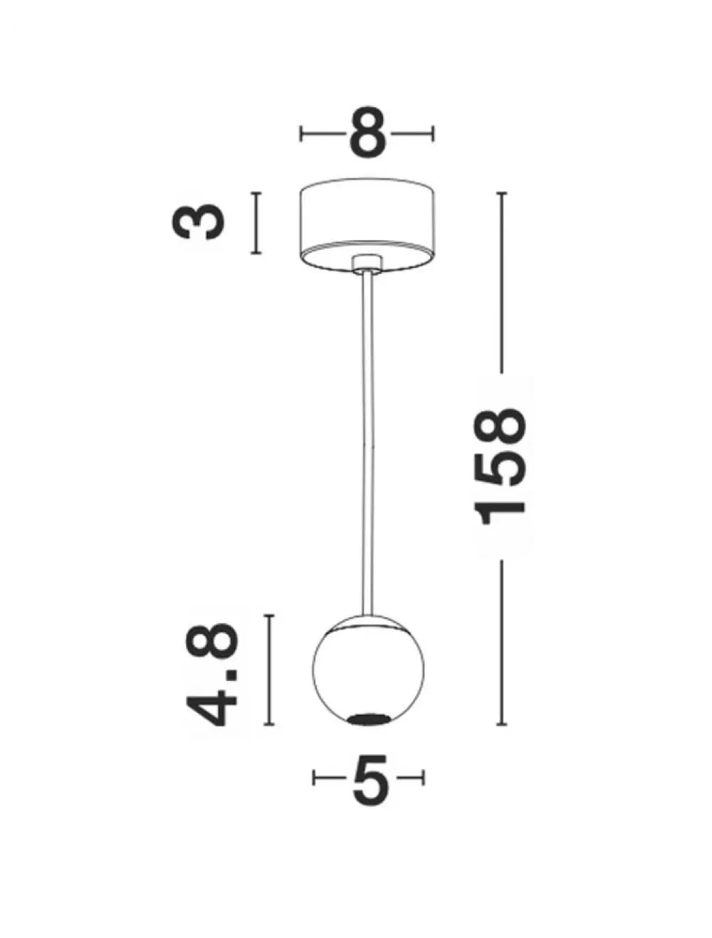 Pendul structura din Aluminiu Negru si abajur din Aluminiu Negru H158xL5cm IP20 4W 290lm 3000k NOCCI