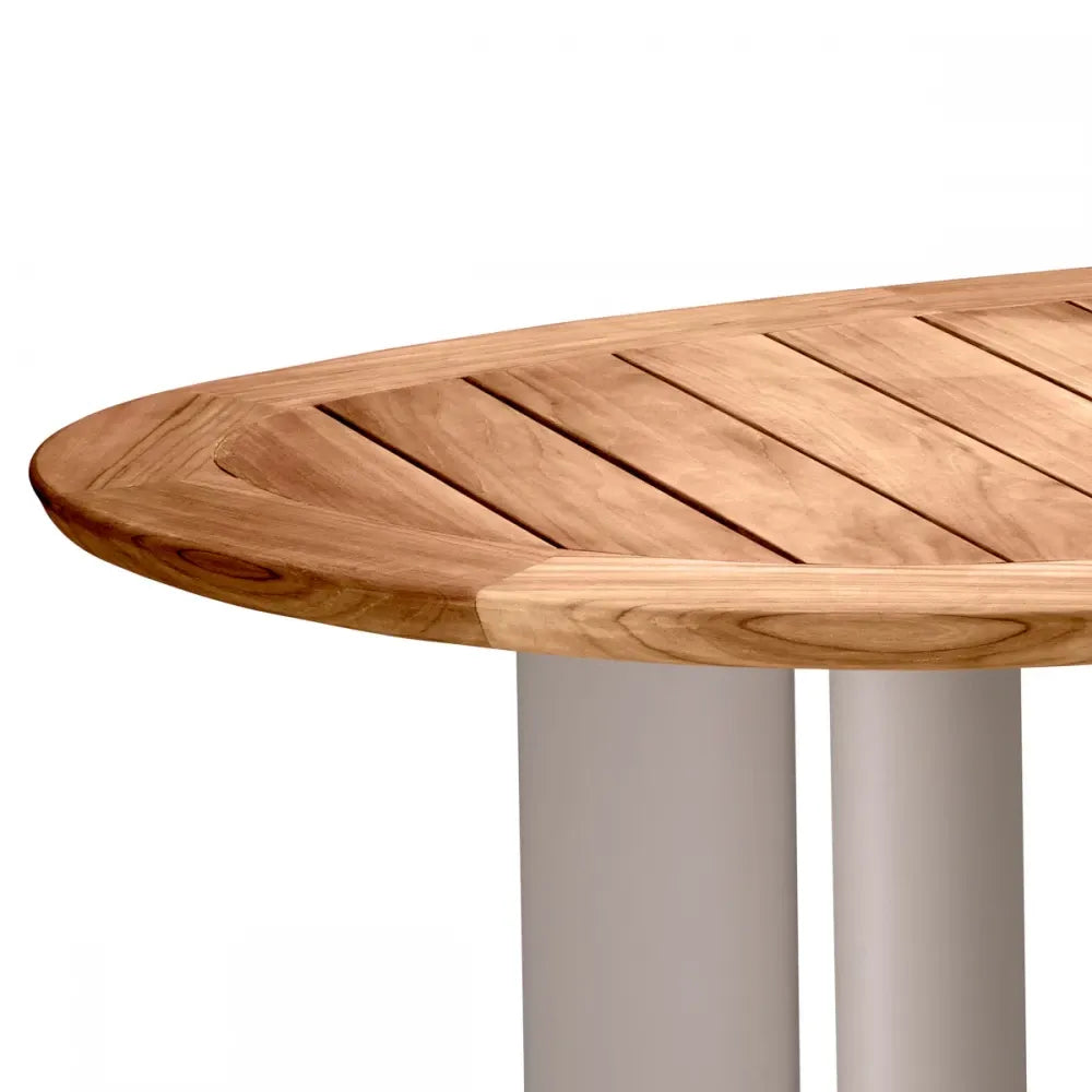 Masa de exterior din Metal Bej si Lemn de tec Maro H76xL258.5cm Free Form Eichholtz