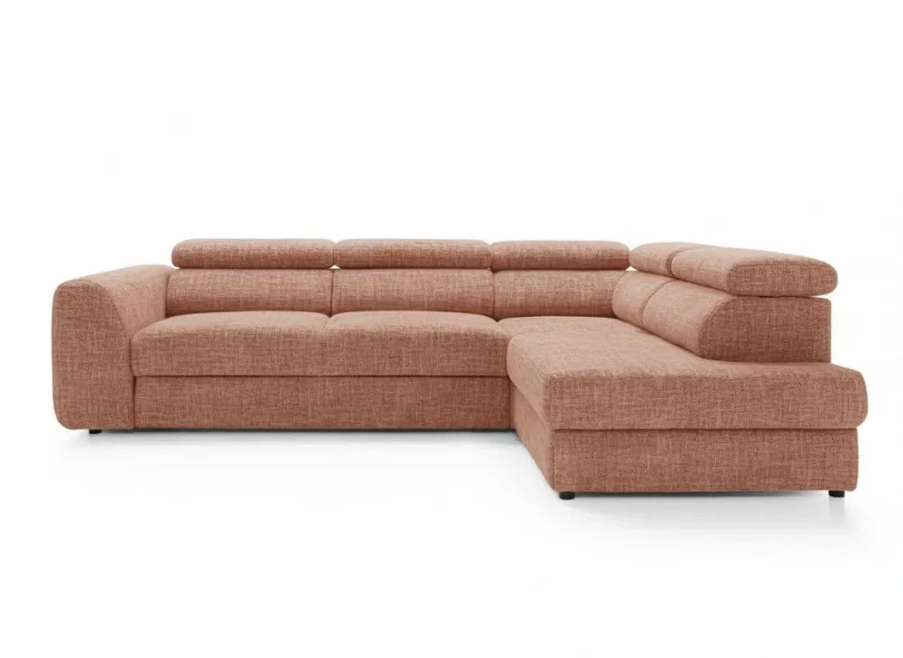 Coltar extensibil chennile portocaliu cu lada depozitare Bergamo L Maxi – 285 × 207 cm