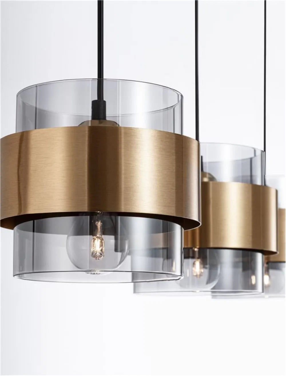 Lustra structura din Metal Auriu si abajur din Sticla Fumuriu H140xL82cm IP20 SIANNA