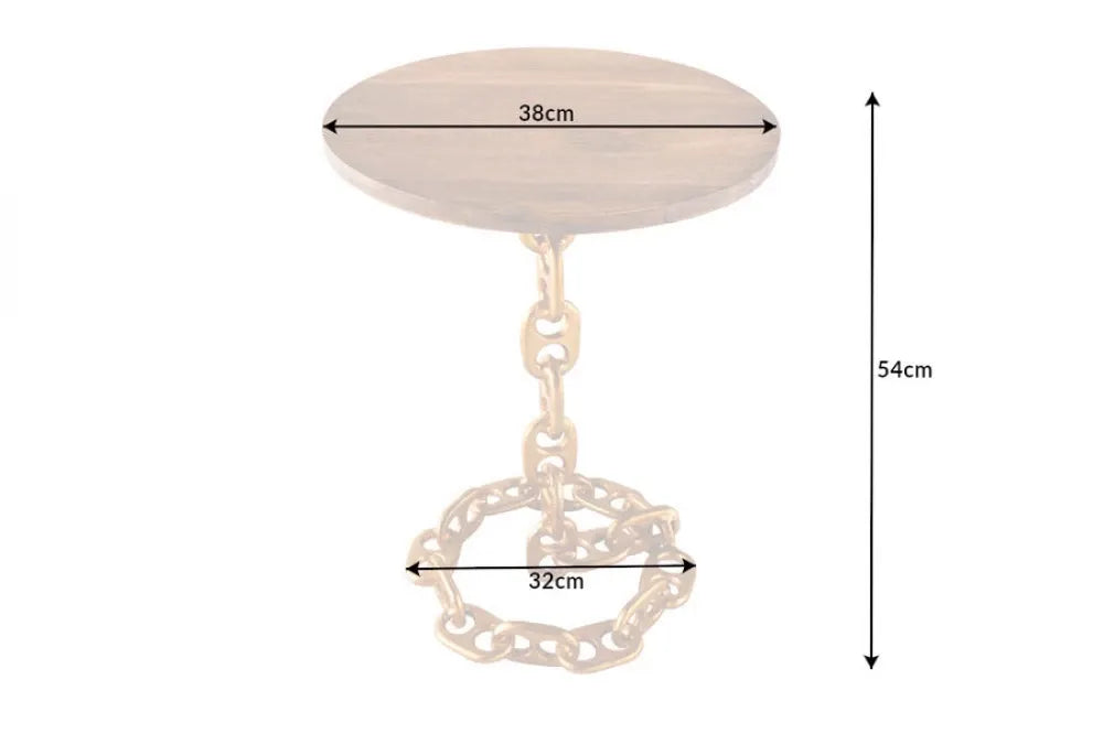 Masuta laterala din Lemn de mango Maro si Metal Auriu L38xH54cm Chain