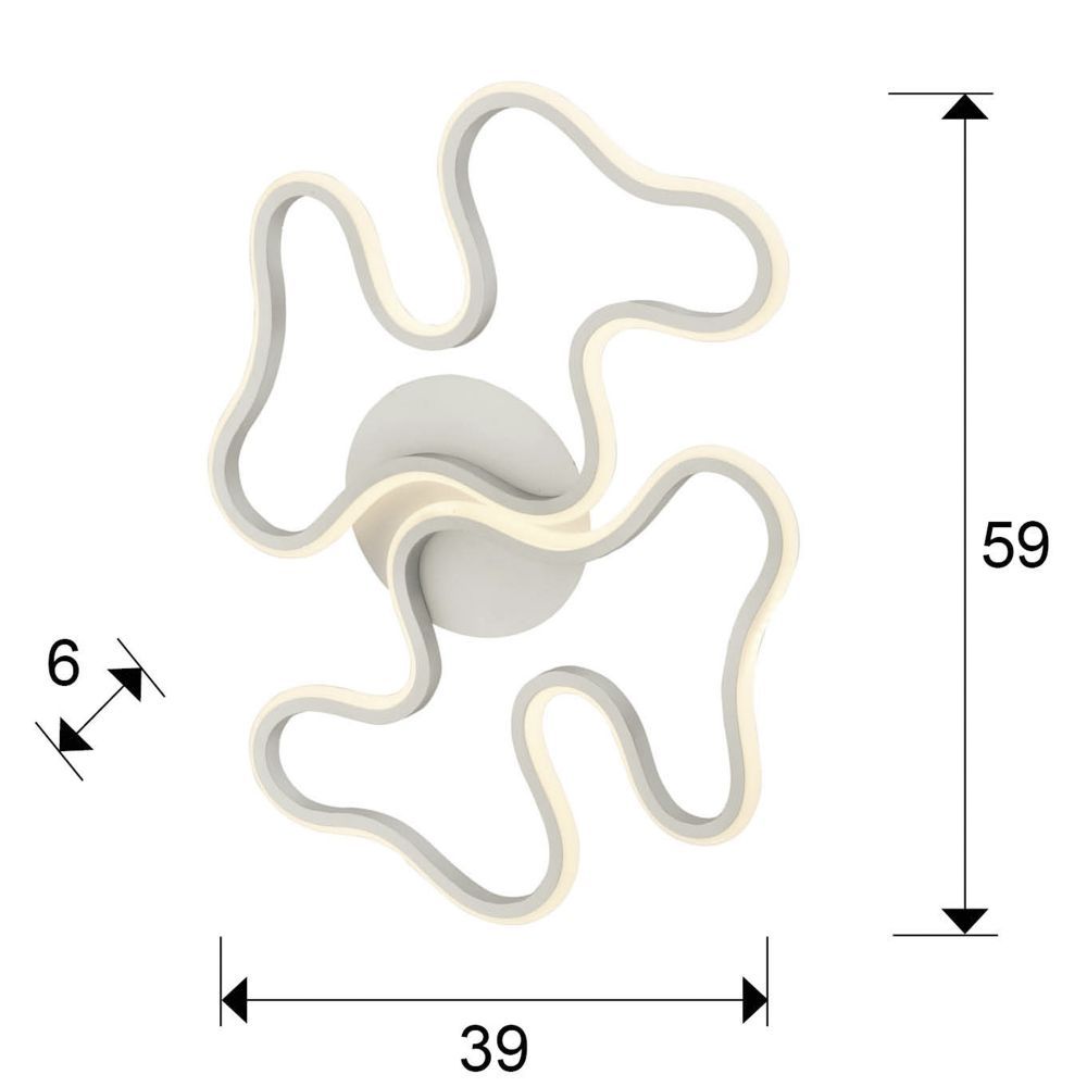 Plafoniera Asimetrica din Metal Alb Marea L59xH6cm