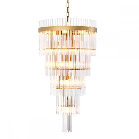Candelabru din Metal Alama atichizata si Sticla Transparent H93xD49cm Yara L Eichholtz