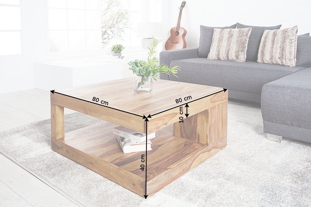 Masuta de cafea patrata din lemn masiv Maro L80xH40cm Giant
