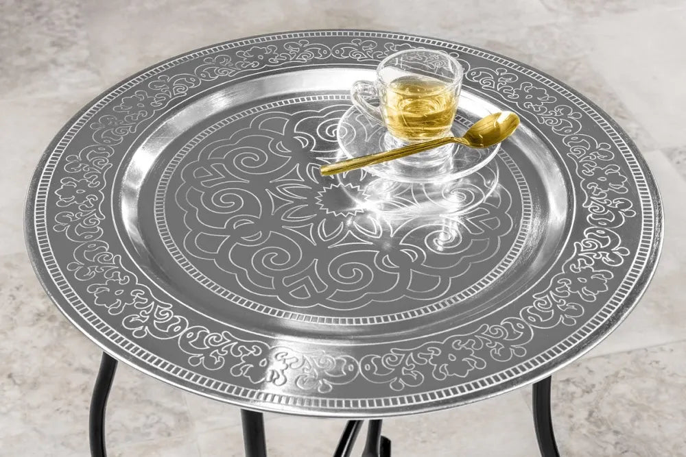 Masuta laterala cu blat detasabil din Metal Negru L41xH48cm Marrakesh