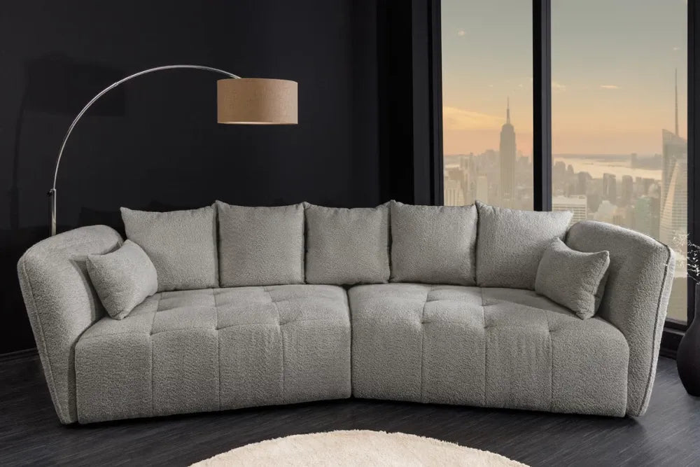 Canapea tapitat cu Stofa boucle Gri L295cm Royal