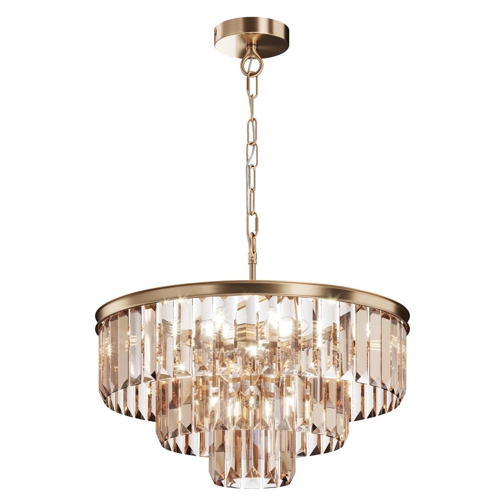 Lustra din Metal si Sticla Auriu cu 7 becuri E14 40W D50xH115cm Revero