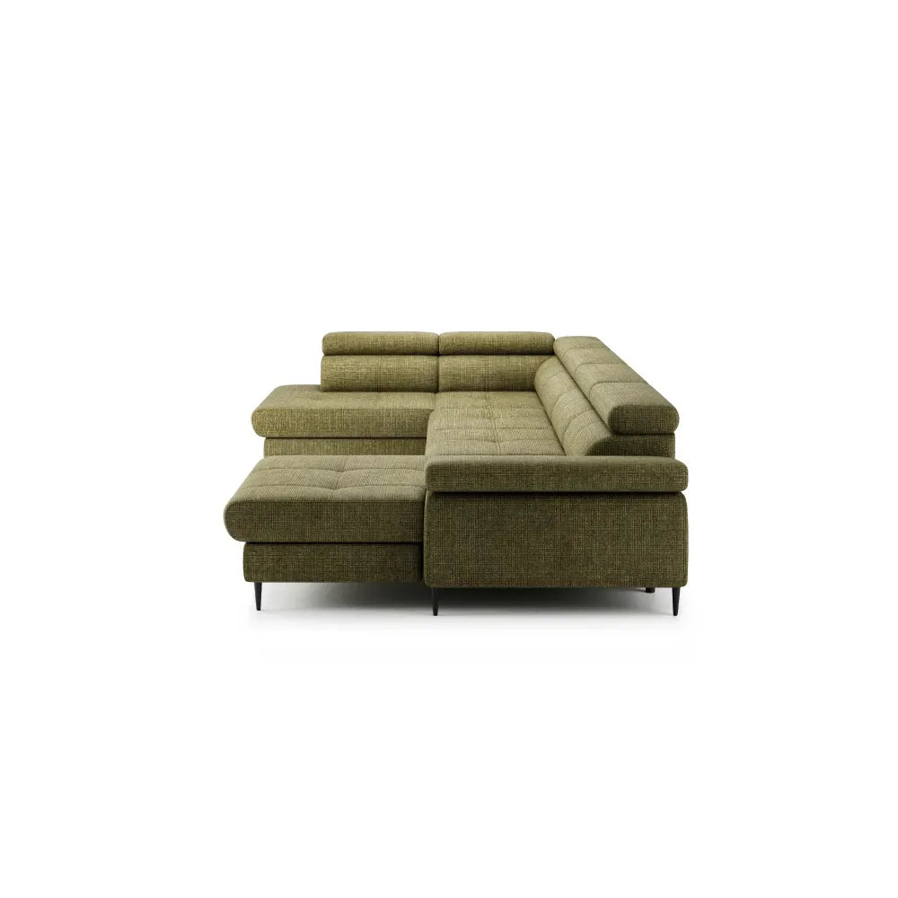 Colat U extensibil tapitat cu Chenille Verde cu lada depozitare Cordoba III