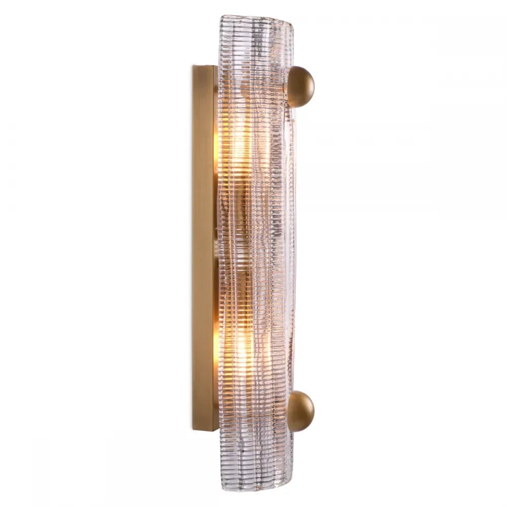 Aplica de perete din Otel inoxdabil Alama atichizata si Sticla Transparent H50xL12cm Dara Eichholtz