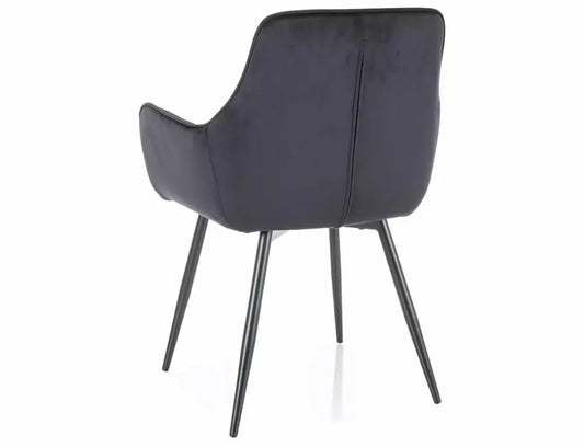Scaun tapitat cu Catifea Negru cu picioare din Metal Negru H85xL57xA47cm Fig