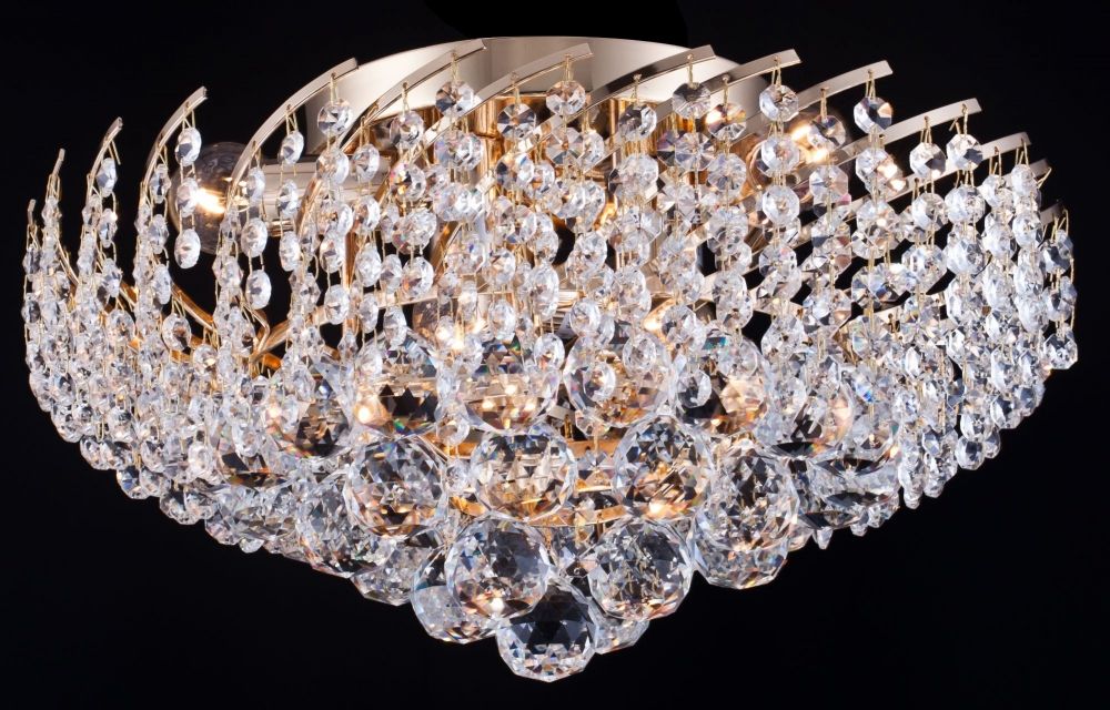 Candelabru Rotund din Metal si Cristal Auriu/Transparent Karolina D41xH24cm