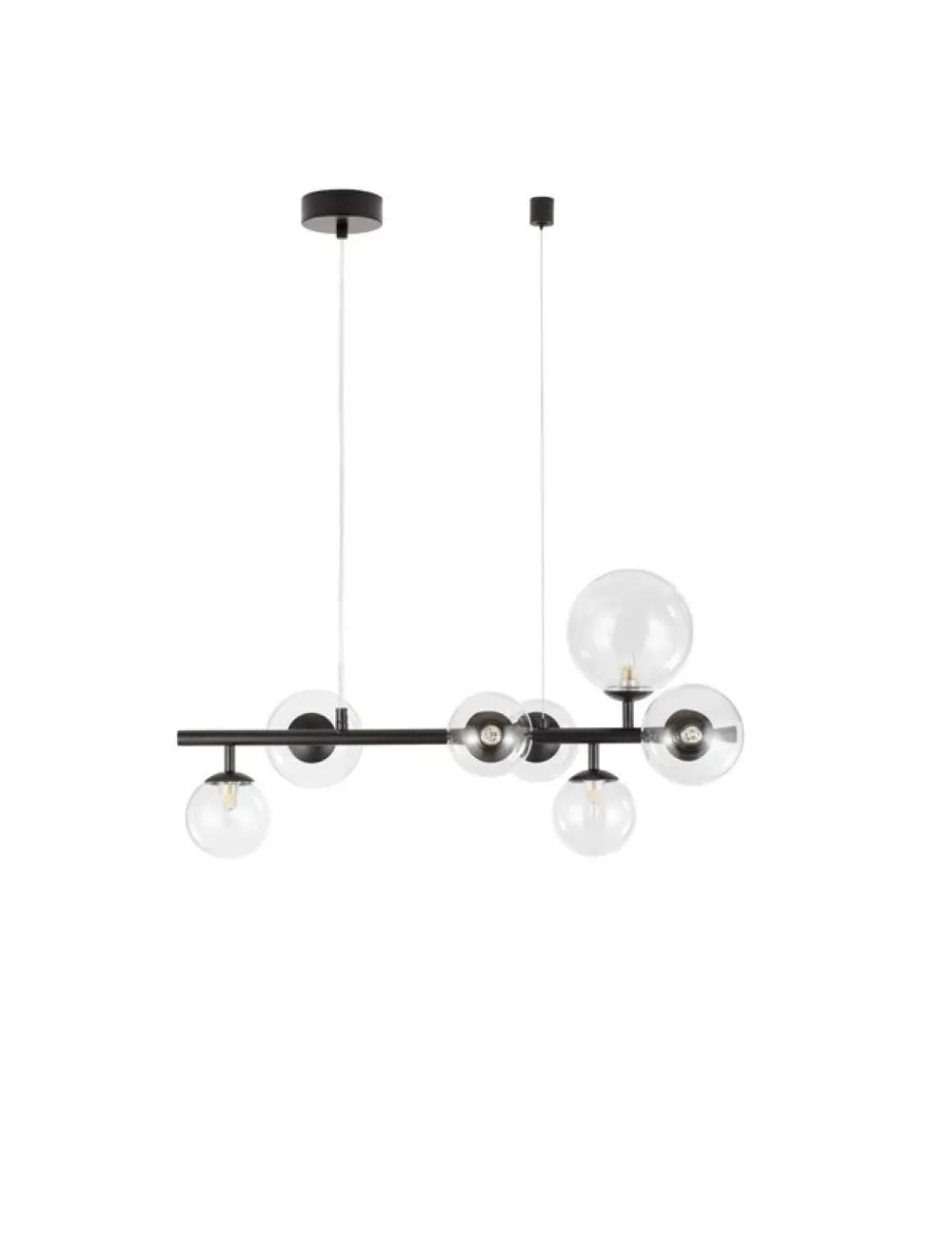 Lustra structura din Metal Negru si abajur din Sticla Transparent H120xL65cm IP20 ODILLIA