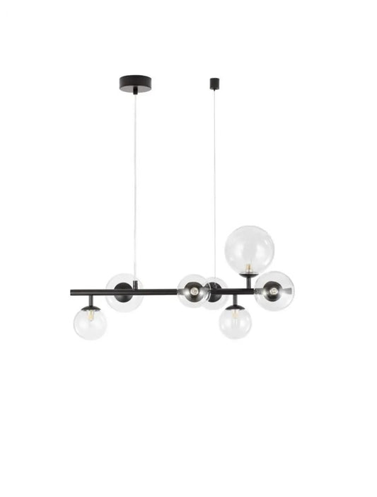 Lustra structura din Metal Negru si abajur din Sticla Transparent H120xL65cm IP20 ODILLIA