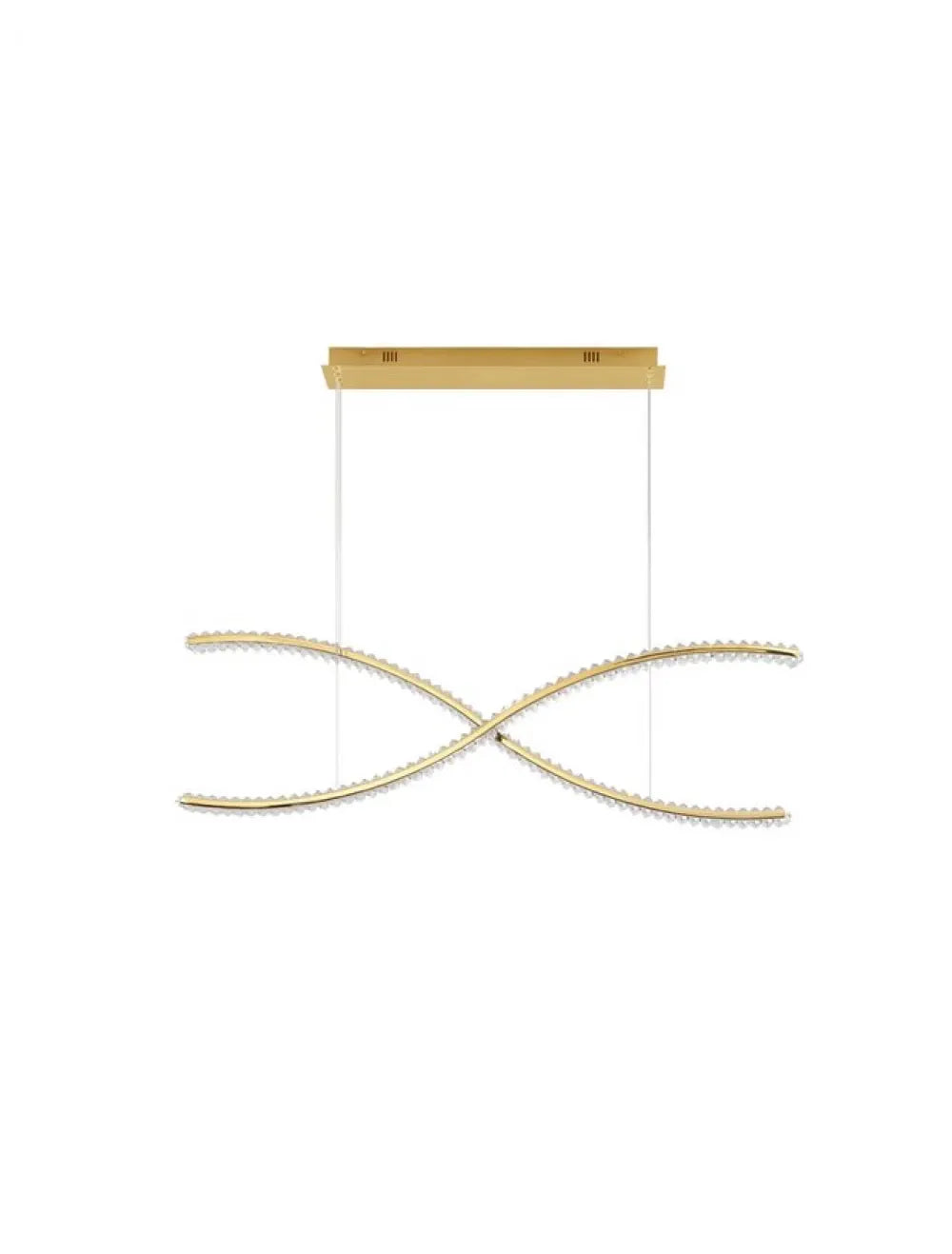 Lustra structura din Metal Auriu si abajur din Cristal Transparent H150xL120cm IP20 95W 12224lm 3500k AURELIA