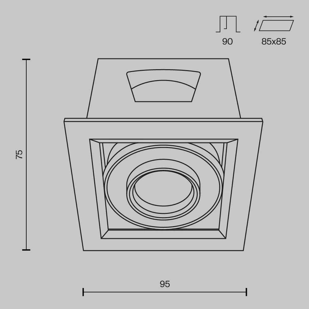 Spot incastrat din Aluminiu Negru H7.5xL9.5cm 10W Metal Modern