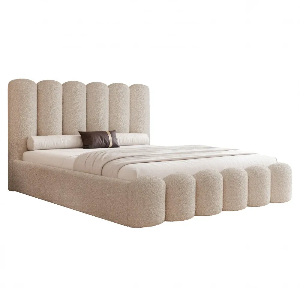 Pat 140 x 200 tapitat cu Stofa boucle Abriamo Grej Aveline