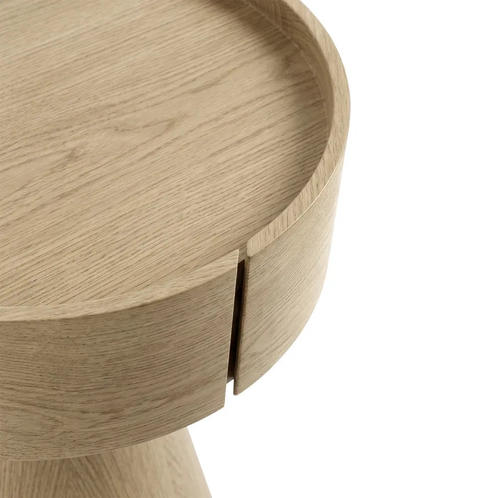 Noptiera rotunda cu sertar James de culoare stejar L40xH52cm