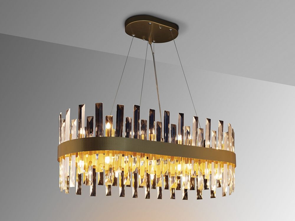 Candelabru din Metal si Sticla Auriu Transparent H120xL80cm Grace