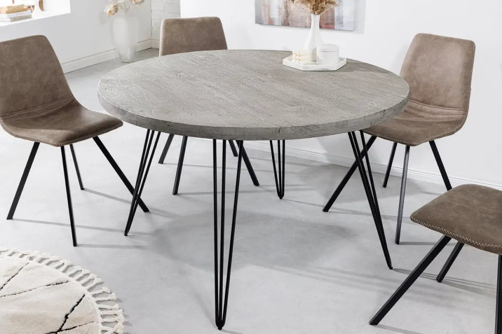 Masa rotunda din Lemn de mango Gri si Metal Negru D80xH77cm Scorpion